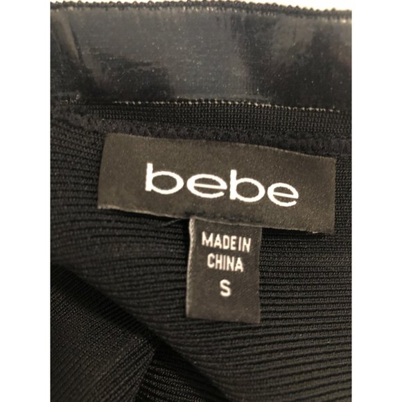 bebe Strapless Black Peplum Mini Bandage Dress - S - Picture 5 of 7